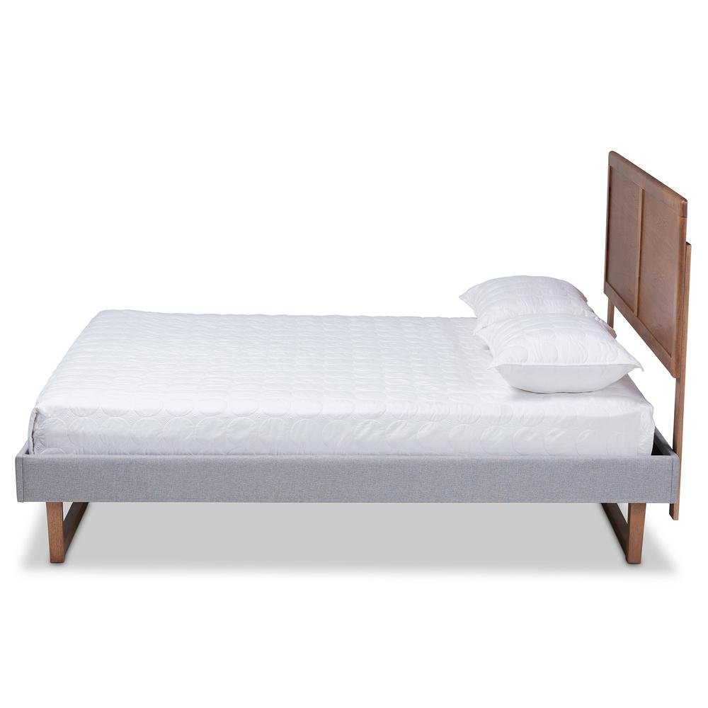 Ash Walnut Brown Finished Wood Full Size Platform Bed. Picture 12