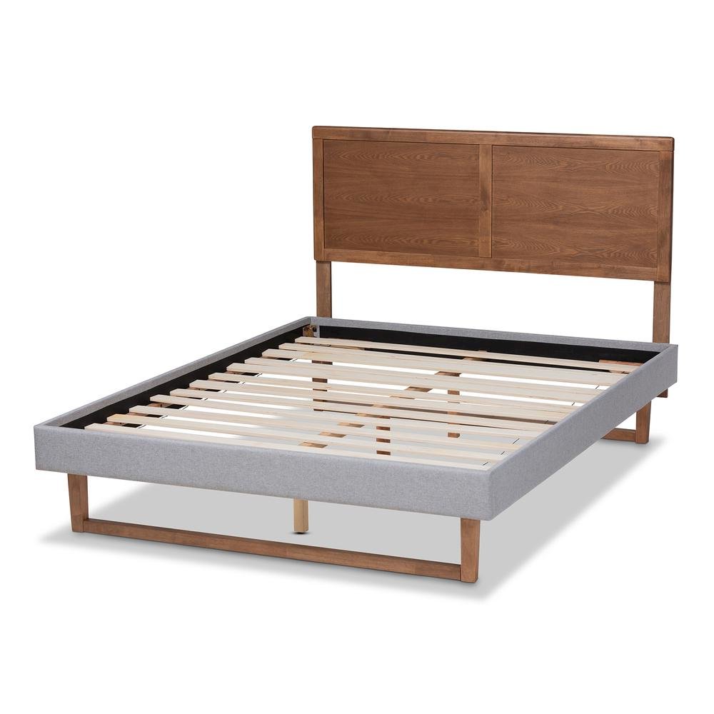 Ash Walnut Brown Finished Wood Full Size Platform Bed. Picture 13