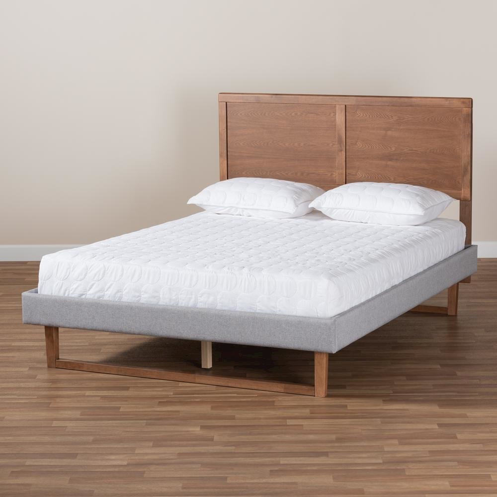 Ash Walnut Brown Finished Wood Full Size Platform Bed. Picture 17