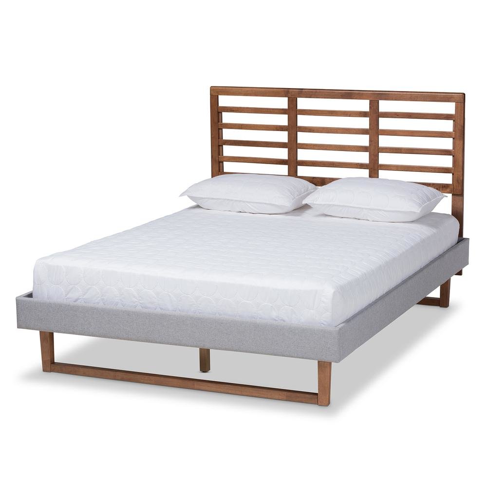 Ash Walnut Brown Finished Wood Full Size Platform Bed. Picture 11