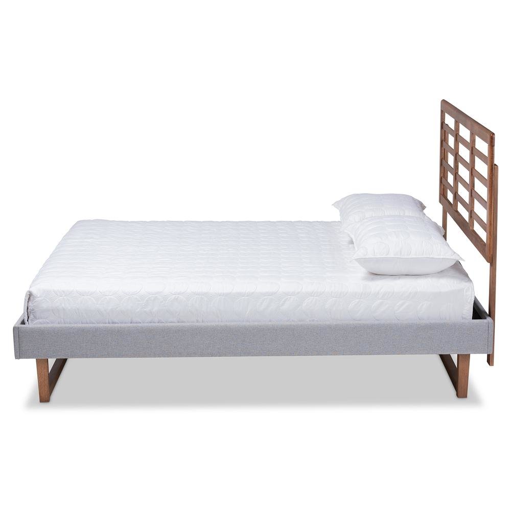 Ash Walnut Brown Finished Wood Full Size Platform Bed. Picture 12