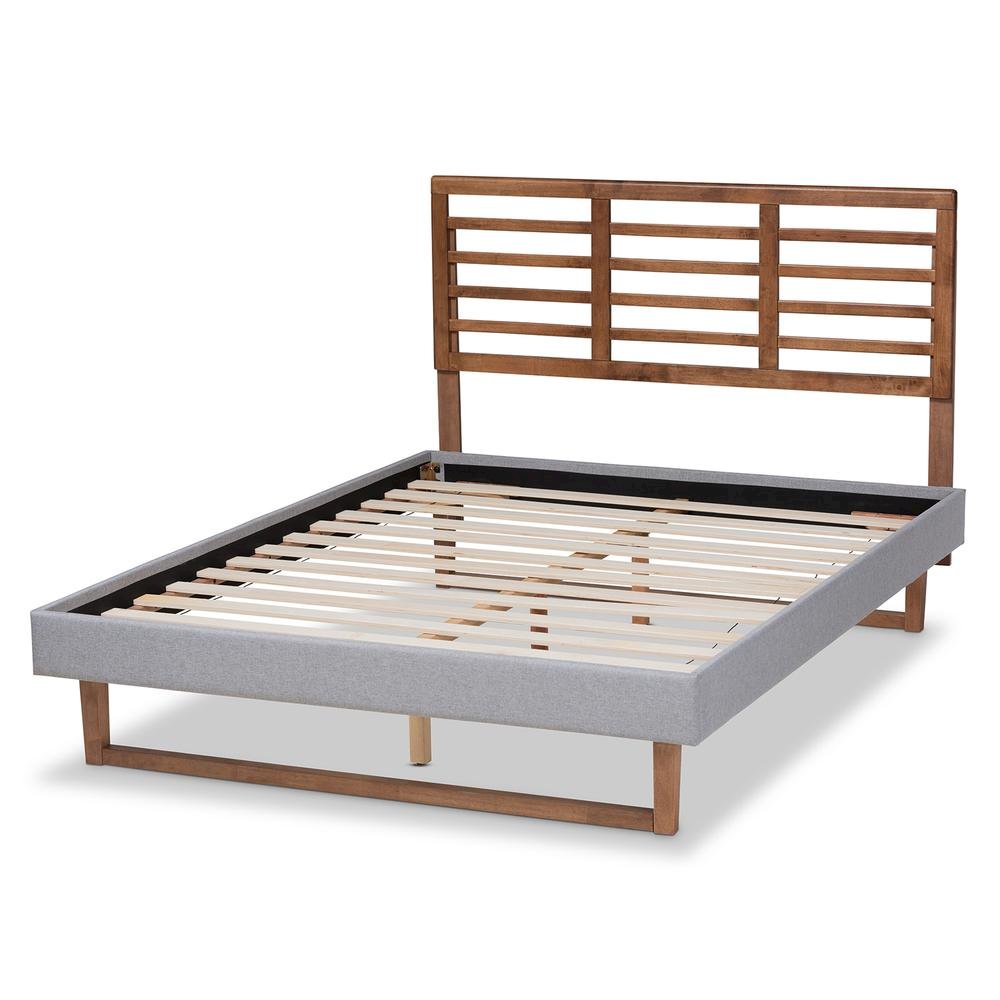 Ash Walnut Brown Finished Wood Full Size Platform Bed. Picture 13