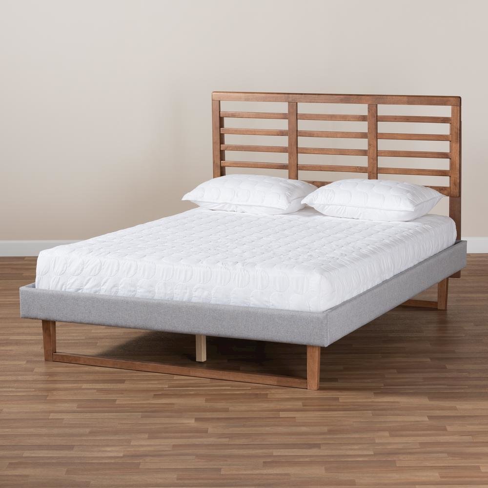 Ash Walnut Brown Finished Wood Full Size Platform Bed. Picture 17
