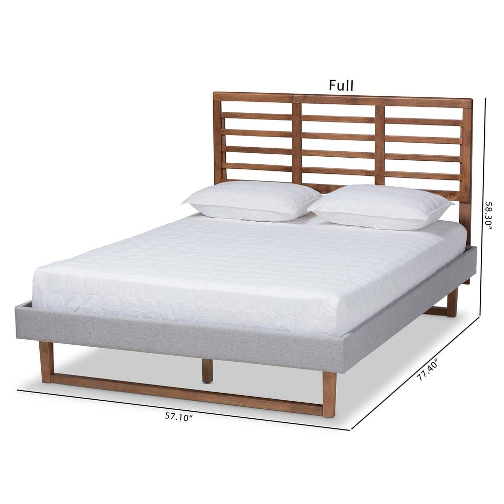 Ash Walnut Brown Finished Wood Full Size Platform Bed. Picture 18