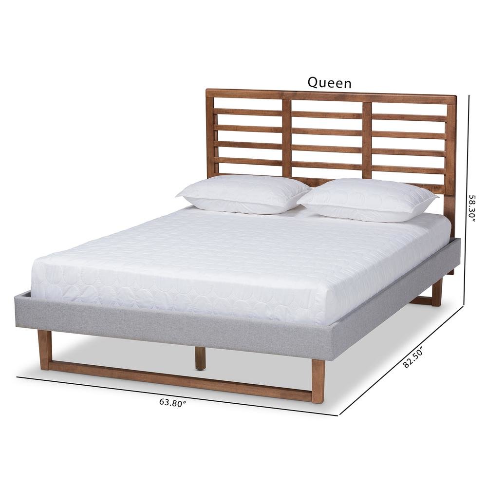 Ash Walnut Brown Finished Wood Full Size Platform Bed. Picture 19