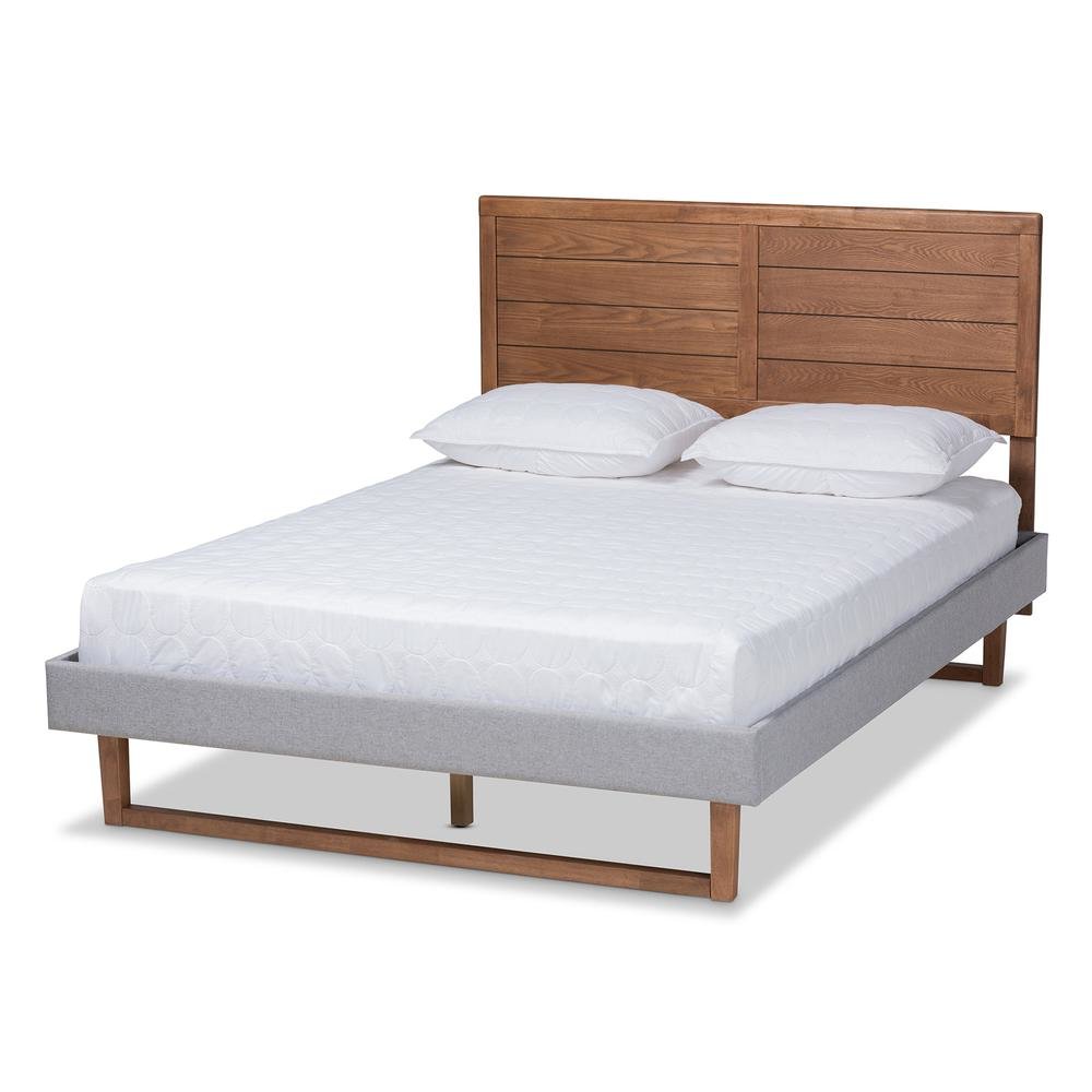 Walnut Brown Finished Wood Full Size Platform Bed. Picture 11