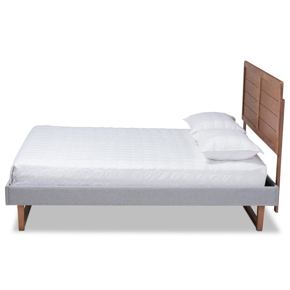 Walnut Brown Finished Wood Full Size Platform Bed. Picture 12