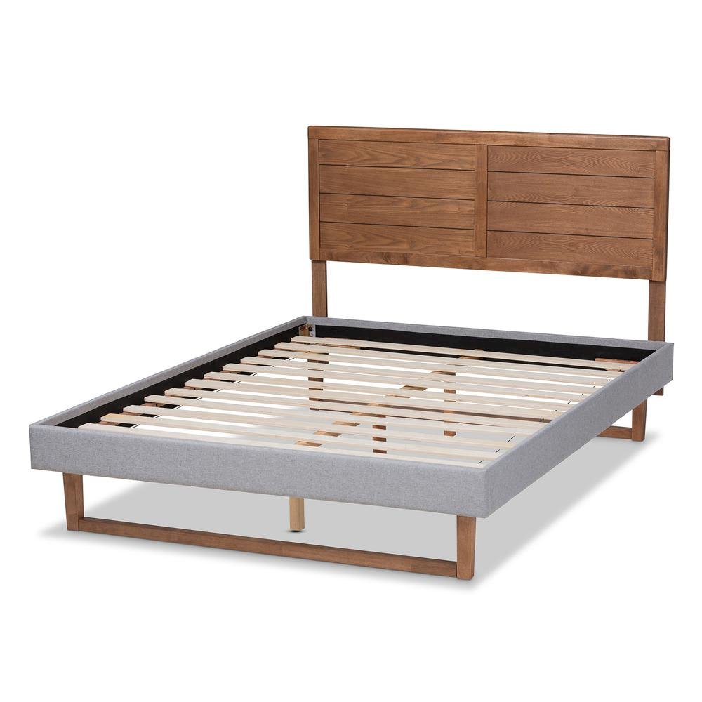 Walnut Brown Finished Wood Full Size Platform Bed. Picture 13