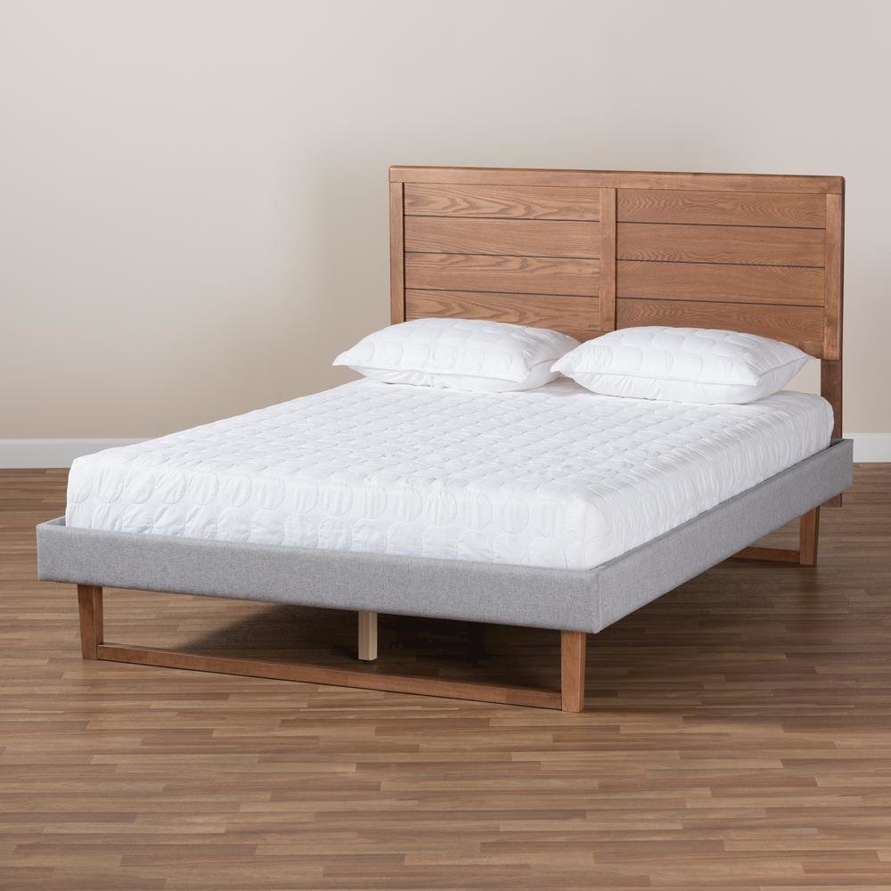Walnut Brown Finished Wood Full Size Platform Bed. Picture 17