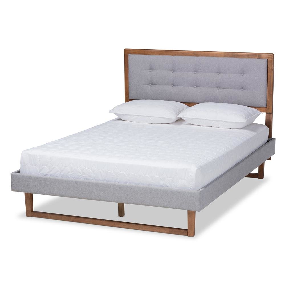 Ash Walnut Brown Finished Wood Full Size Platform Bed. Picture 11