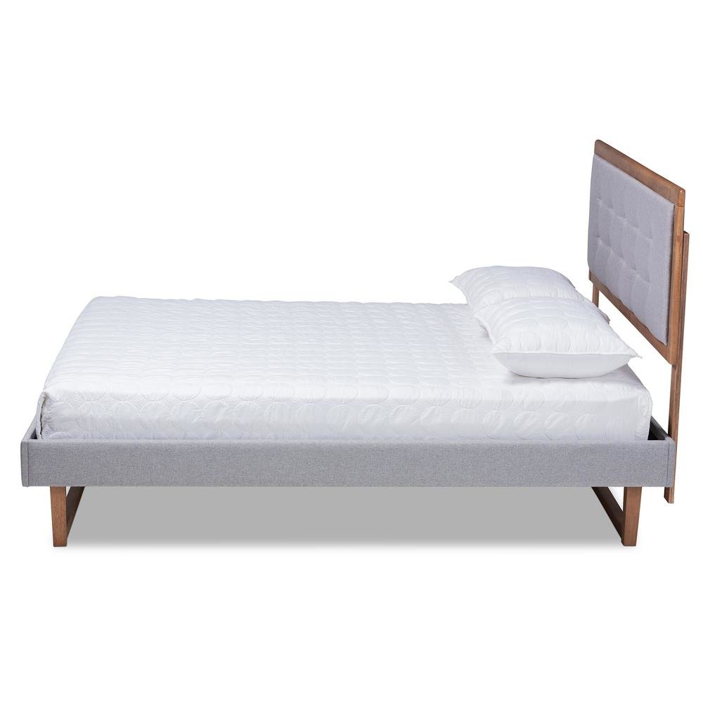 Ash Walnut Brown Finished Wood Full Size Platform Bed. Picture 12