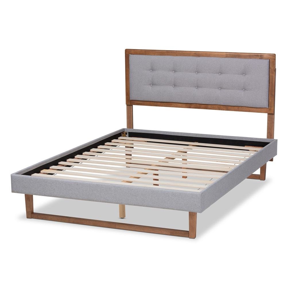 Ash Walnut Brown Finished Wood Full Size Platform Bed. Picture 13