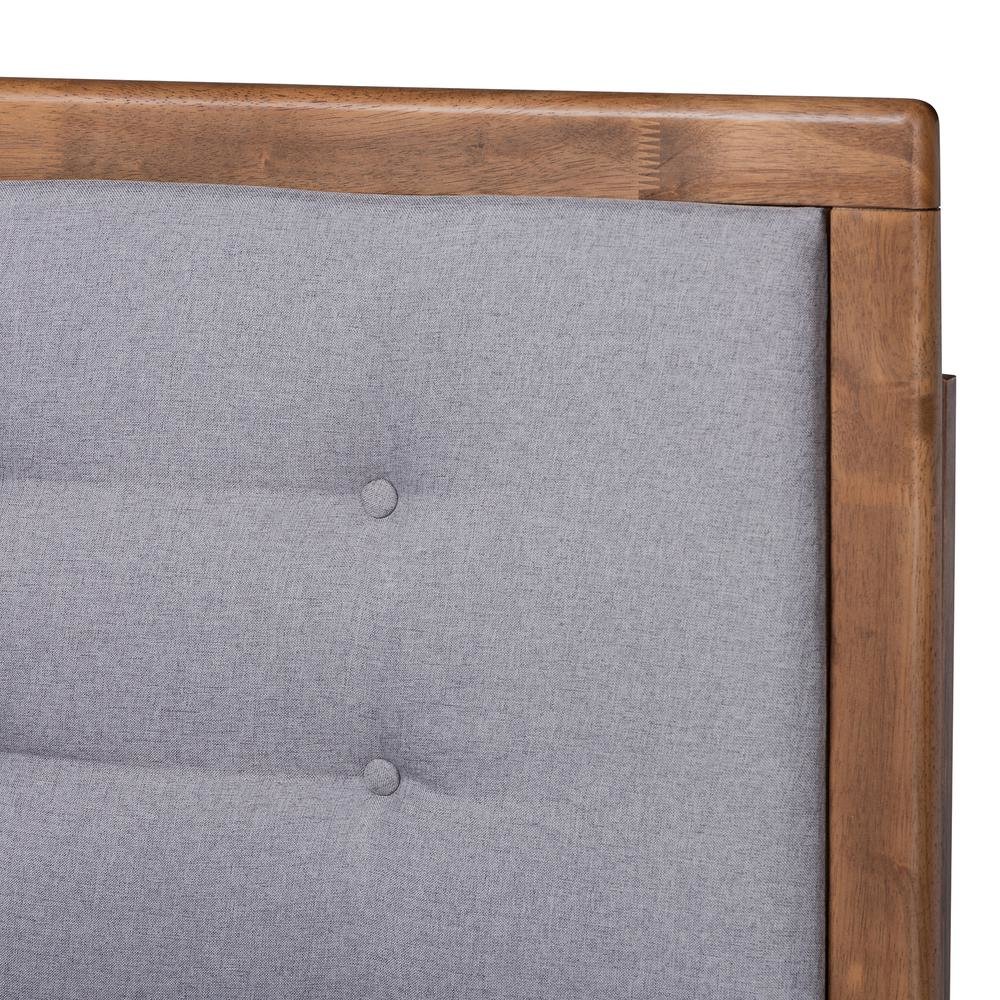 Ash Walnut Brown Finished Wood Full Size Platform Bed. Picture 14