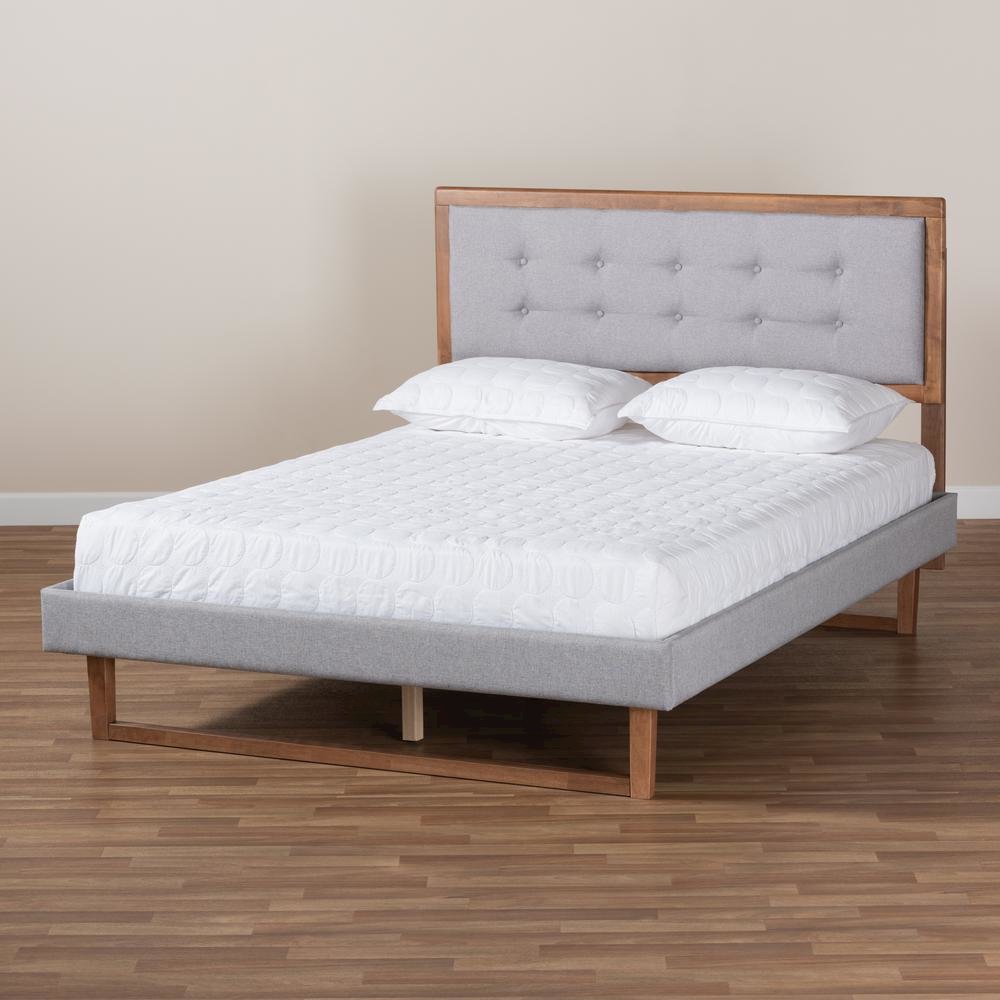 Ash Walnut Brown Finished Wood Full Size Platform Bed. Picture 17