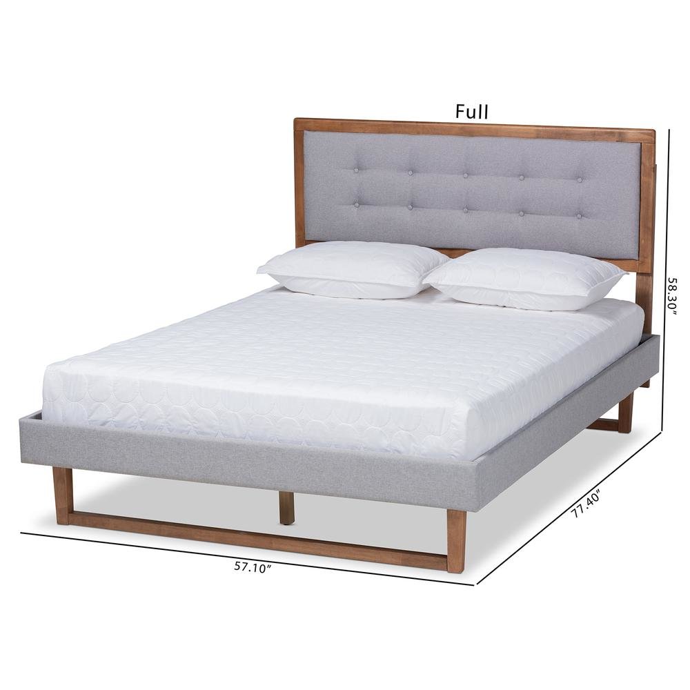 Ash Walnut Brown Finished Wood Full Size Platform Bed. Picture 18