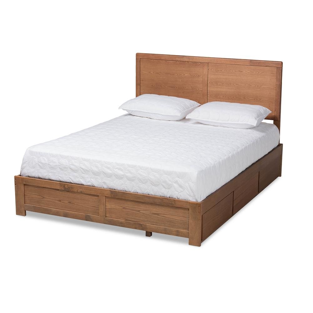 Walnut Brown Finished Wood Full Size 3-Drawer Platform Storage Bed. Picture 13