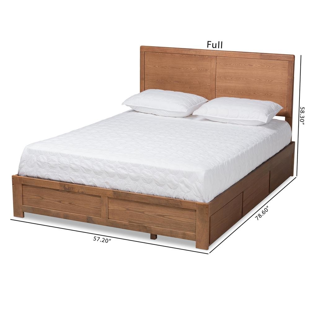 Walnut Brown Finished Wood Full Size 3-Drawer Platform Storage Bed. Picture 23