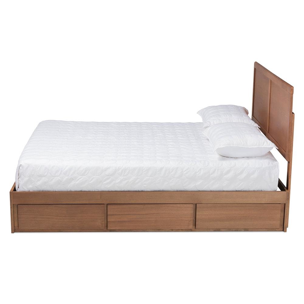 Walnut Brown Finished Wood Full Size 3-Drawer Platform Storage Bed. Picture 15