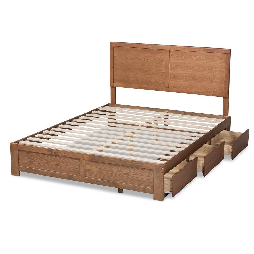 Walnut Brown Finished Wood Full Size 3-Drawer Platform Storage Bed. Picture 17