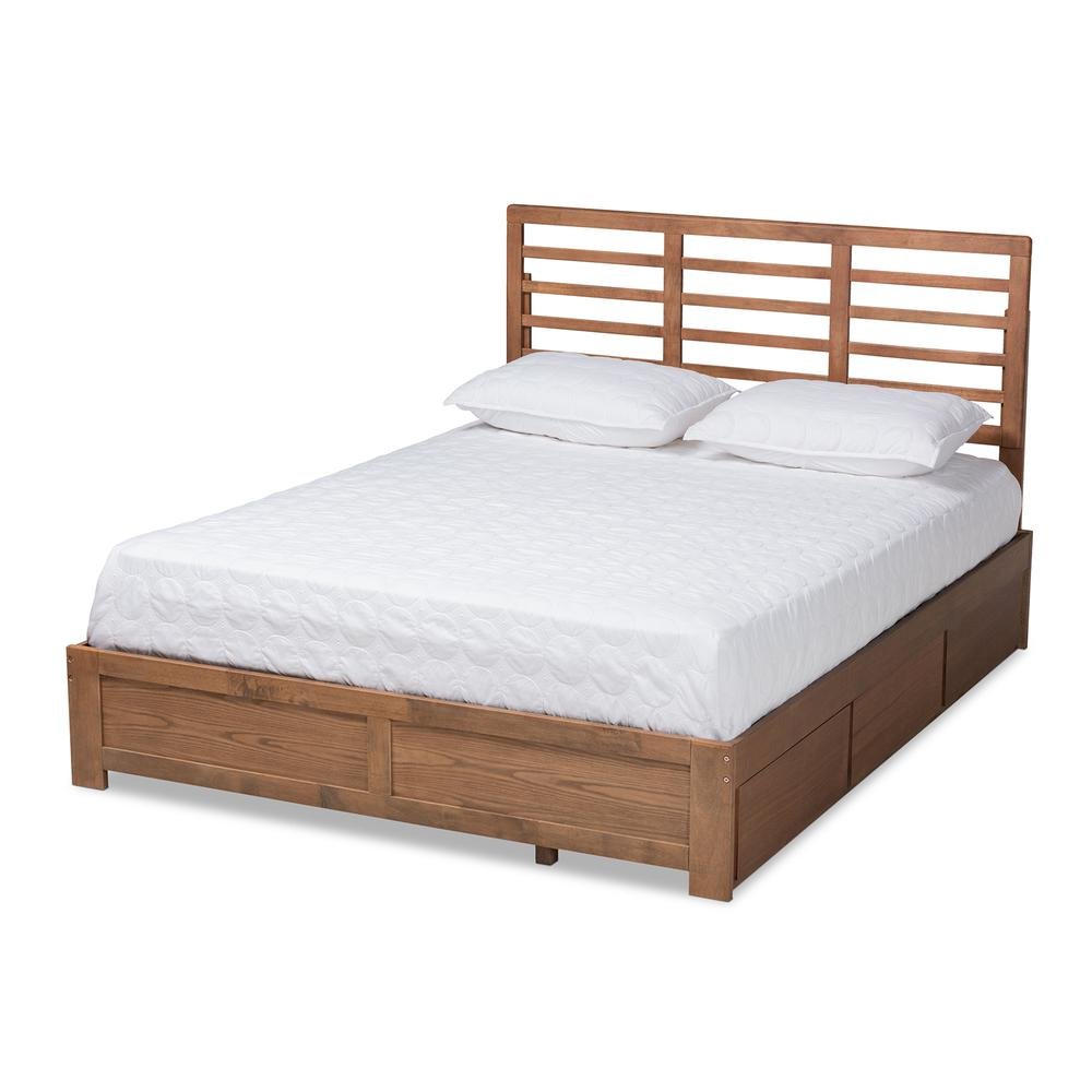 Walnut Brown Finished Wood Full Size 3-Drawer Platform Storage Bed. Picture 13