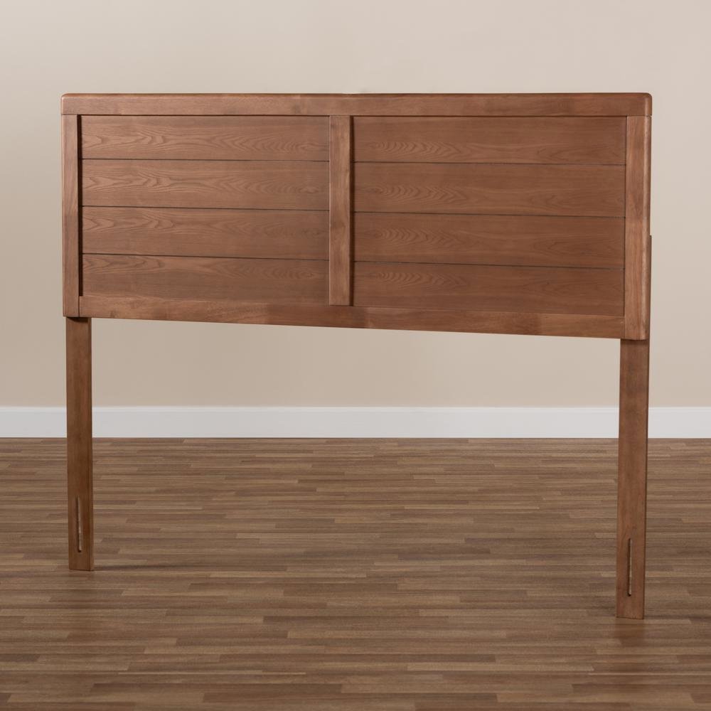 Seren Mid-Century Modern Walnut Brown Finished Wood Full Size Headboard. Picture 13