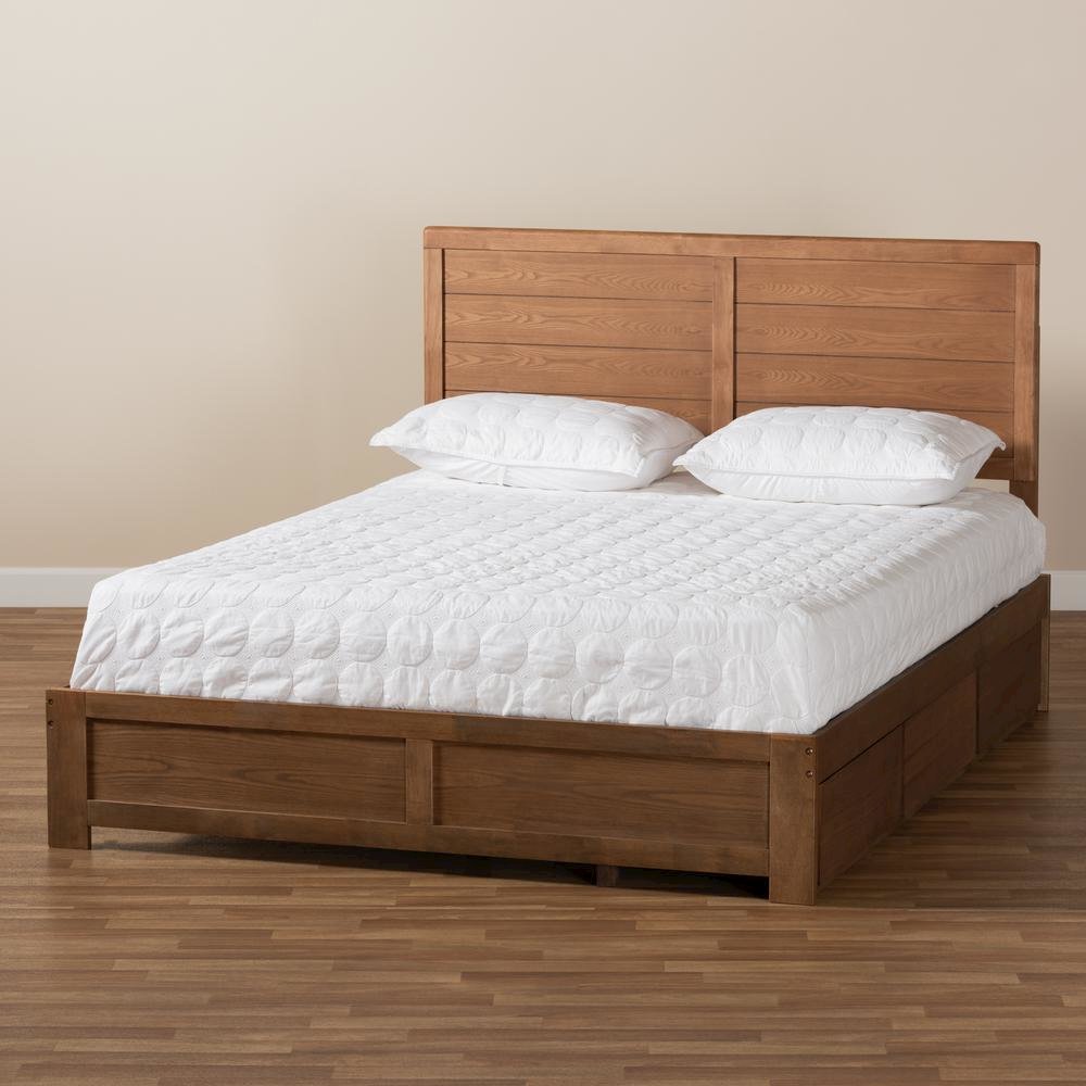 Walnut Brown Finished Wood Full Size 3-Drawer Platform Storage Bed. Picture 22