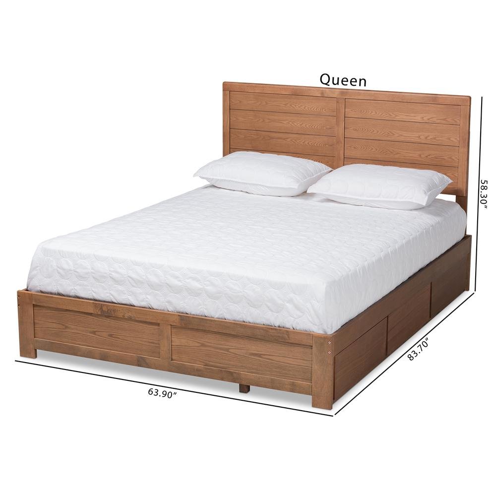Walnut Brown Finished Wood Full Size 3-Drawer Platform Storage Bed. Picture 24