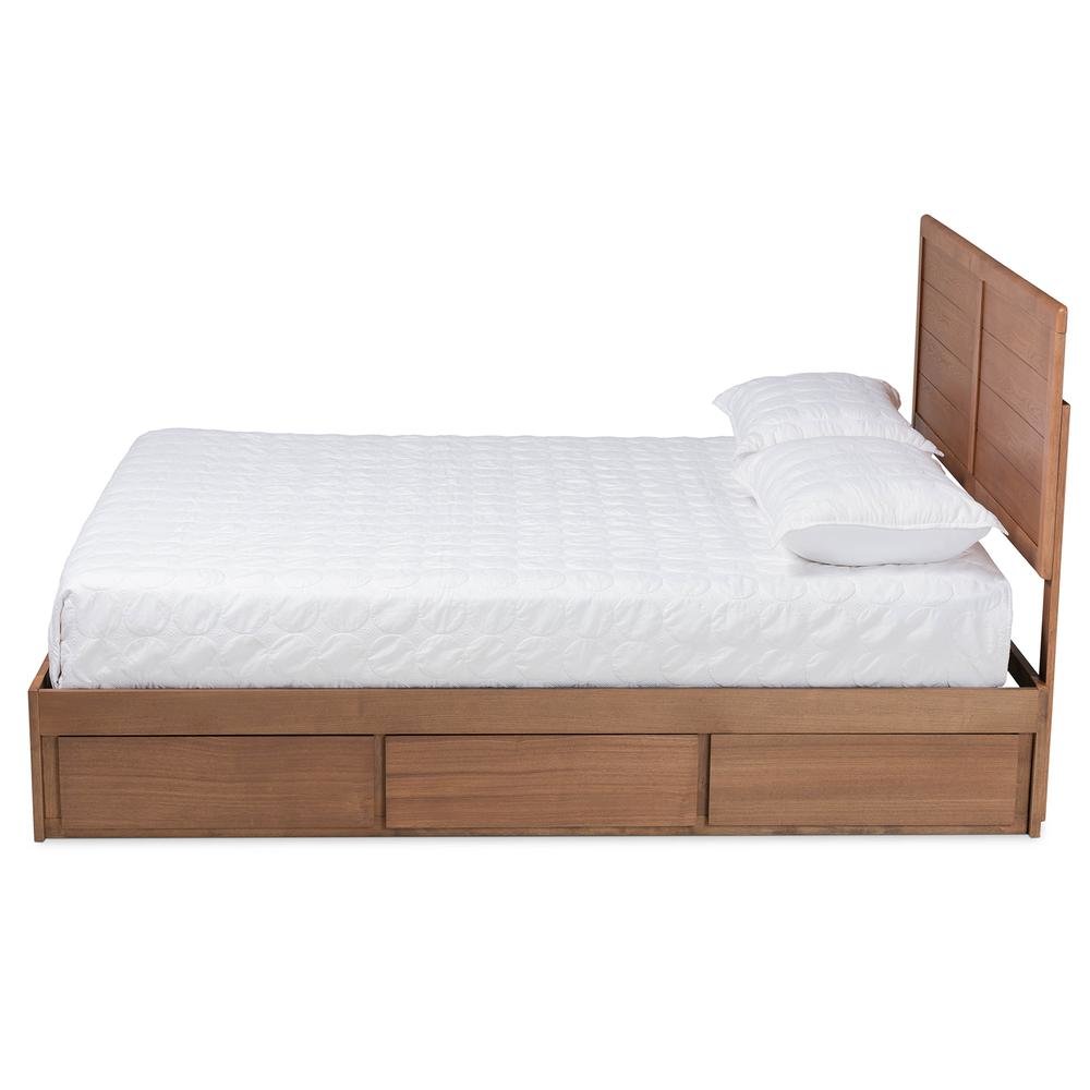 Walnut Brown Finished Wood Full Size 3-Drawer Platform Storage Bed. Picture 15