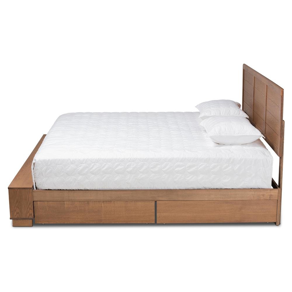 Wood King Size 4-Drawer Platform Storage Bed with Built-In Shelves. Picture 15