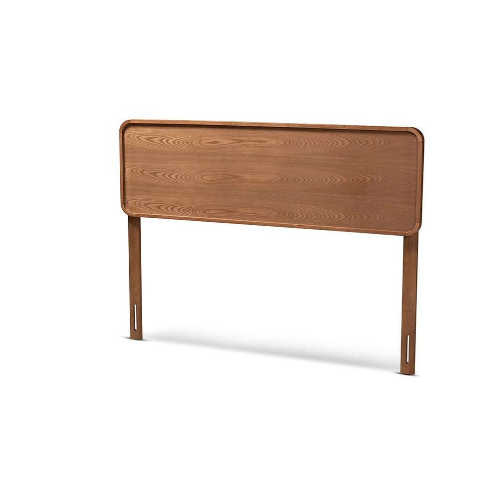 Mailene Mid-Century Modern Walnut Brown Finished Wood Queen Size Headboard. Picture 1