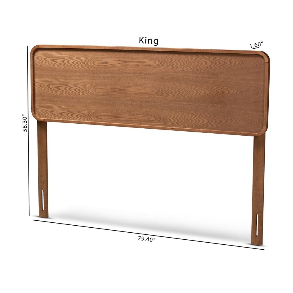 Mailene Mid-Century Modern Walnut Brown Finished Wood Full Size Headboard. Picture 16