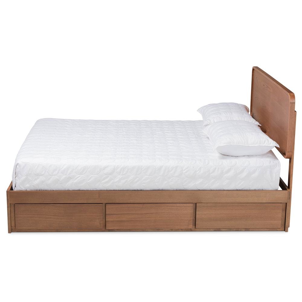 Ash Walnut Brown Finished Wood Full Size 3-Drawer Platform Storage Bed. Picture 15
