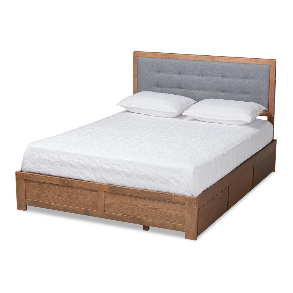 Ash Walnut Brown Finished Wood Full Size 3-Drawer Platform Storage Bed. Picture 13