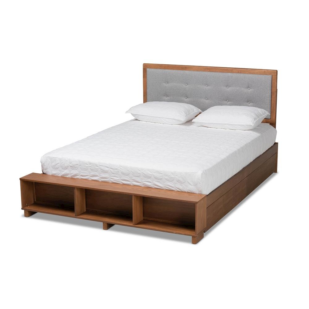 Walnut Brown Finished Wood 4-Drawer Full Size Platform Storage Bed. Picture 14