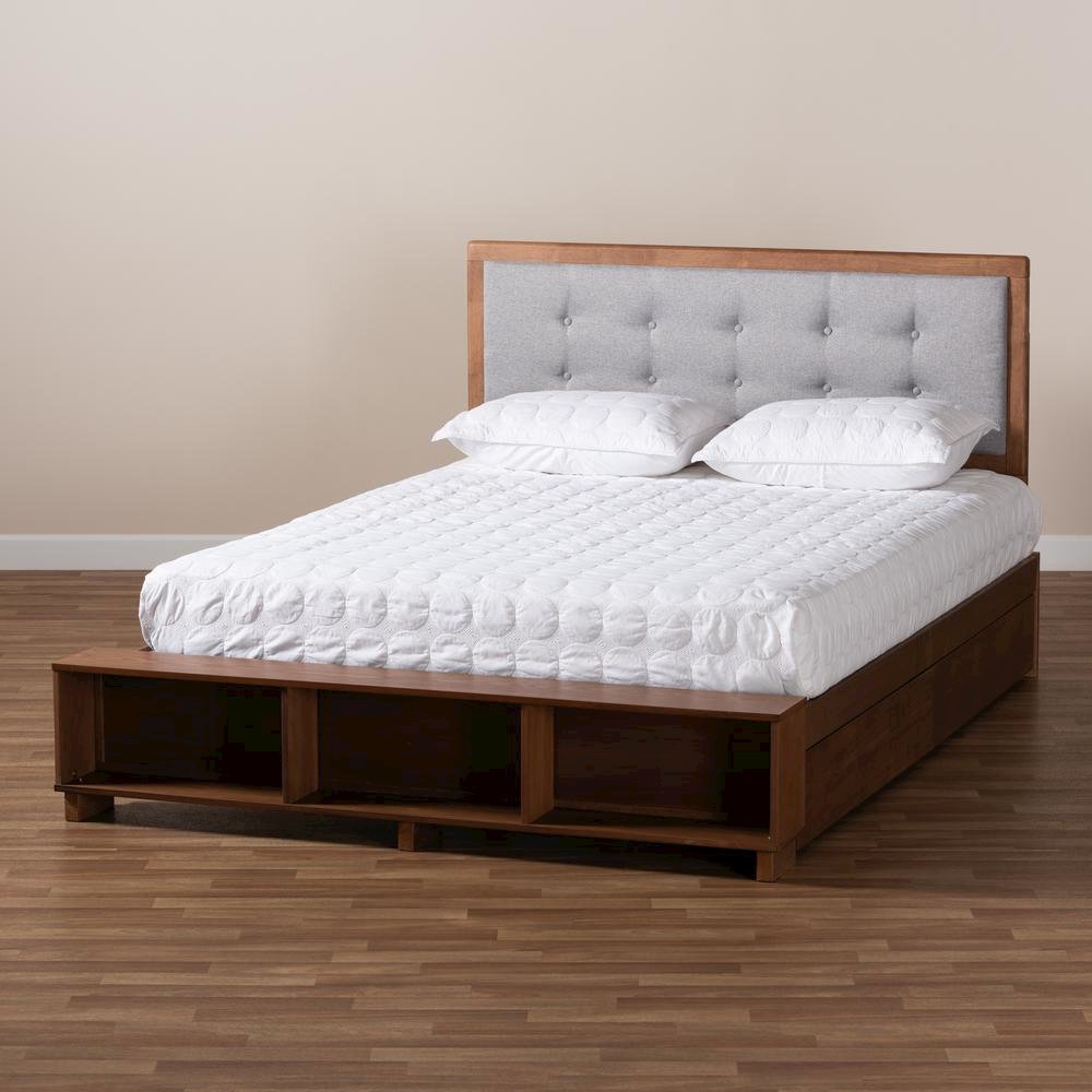 Walnut Brown Finished Wood 4-Drawer Full Size Platform Storage Bed. Picture 23
