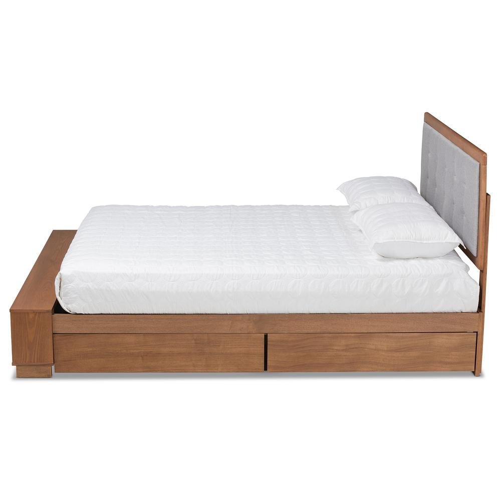 Walnut Brown Finished Wood 4-Drawer Full Size Platform Storage Bed. Picture 15