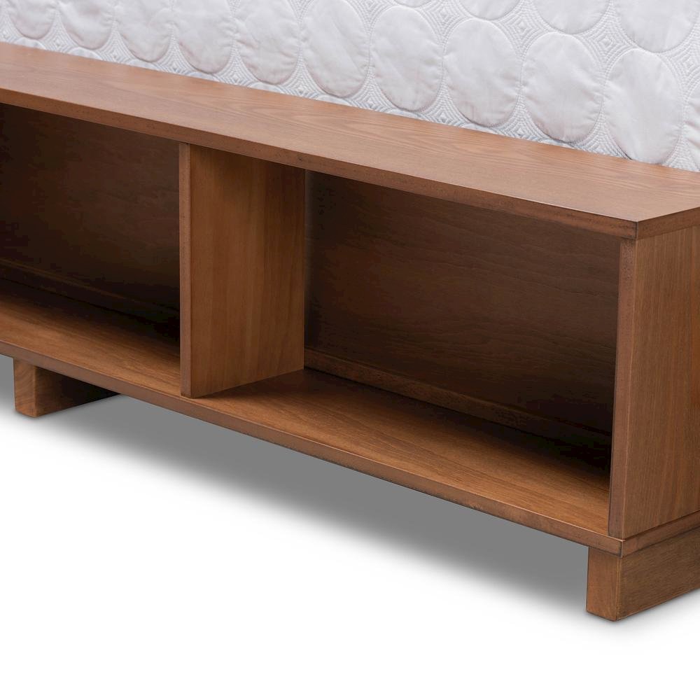 Walnut Brown Finished Wood 4-Drawer Full Size Platform Storage Bed. Picture 19
