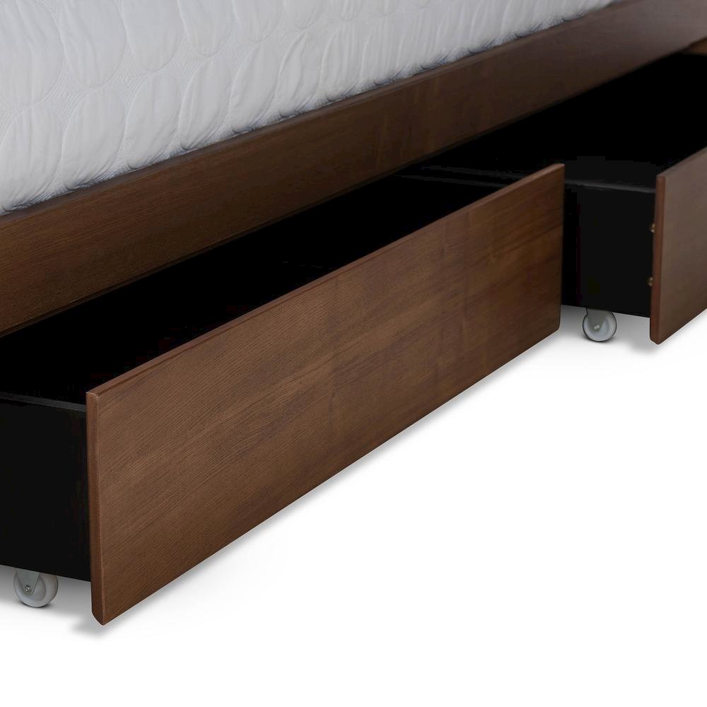 Walnut Brown Finished Wood 4-Drawer Full Size Platform Storage Bed. Picture 20