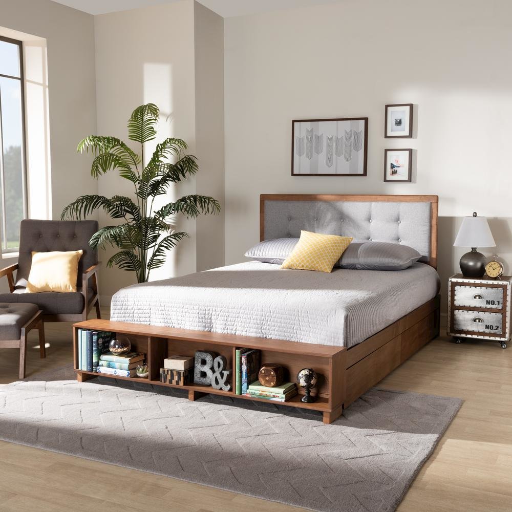 Walnut Brown Finished Wood 4-Drawer Full Size Platform Storage Bed. Picture 21