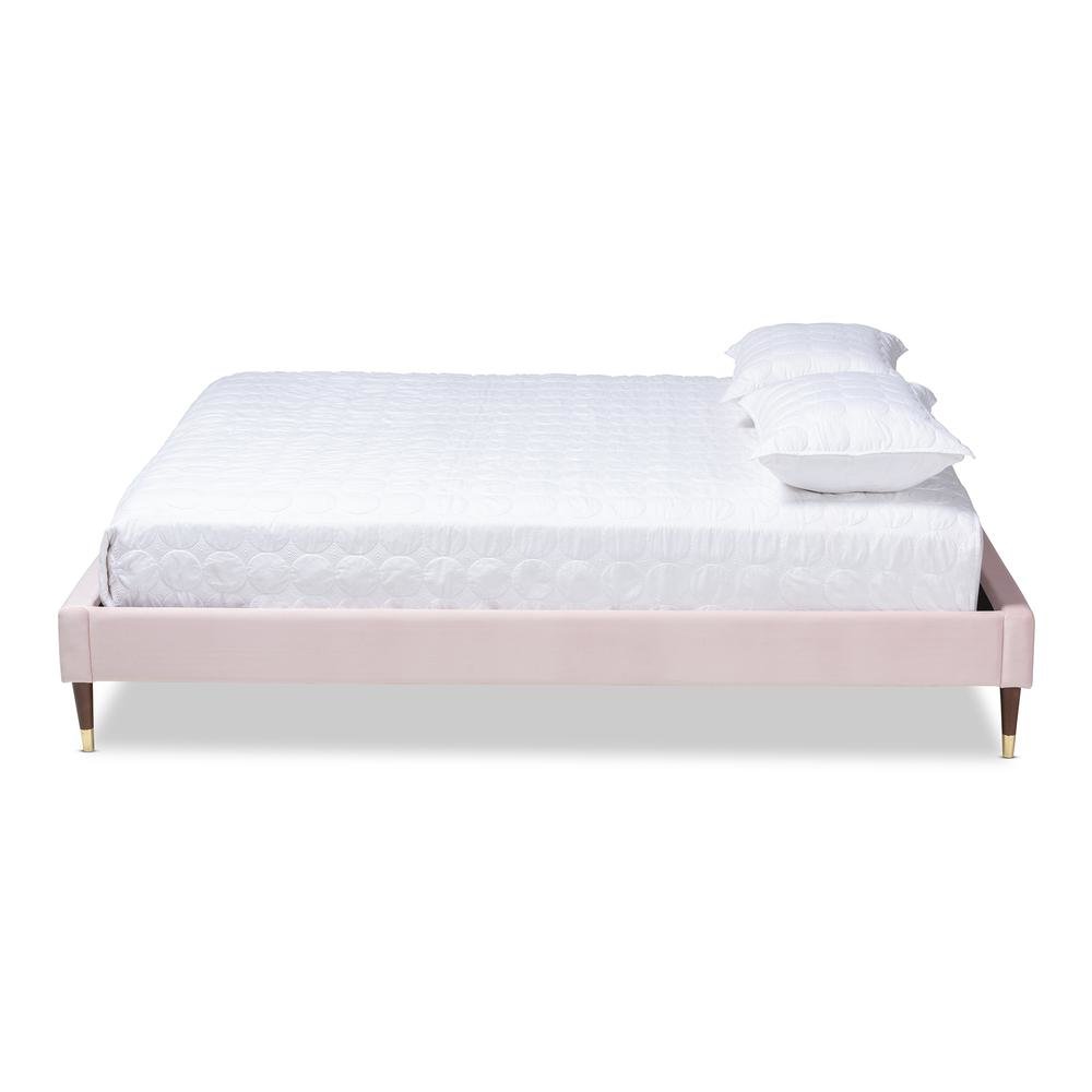 Full Size Wood Platform Bed Frame with Gold-Tone Leg Tips. Picture 11