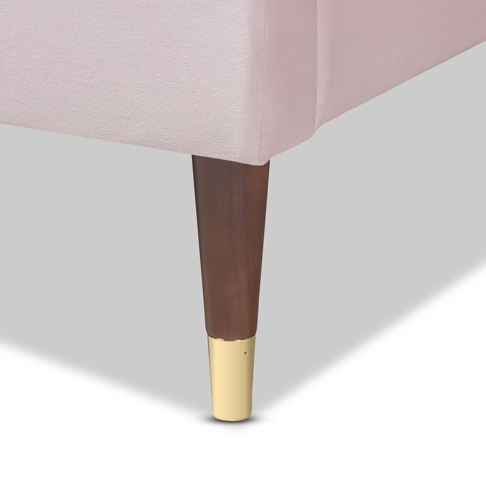 Full Size Wood Platform Bed Frame with Gold-Tone Leg Tips. Picture 13