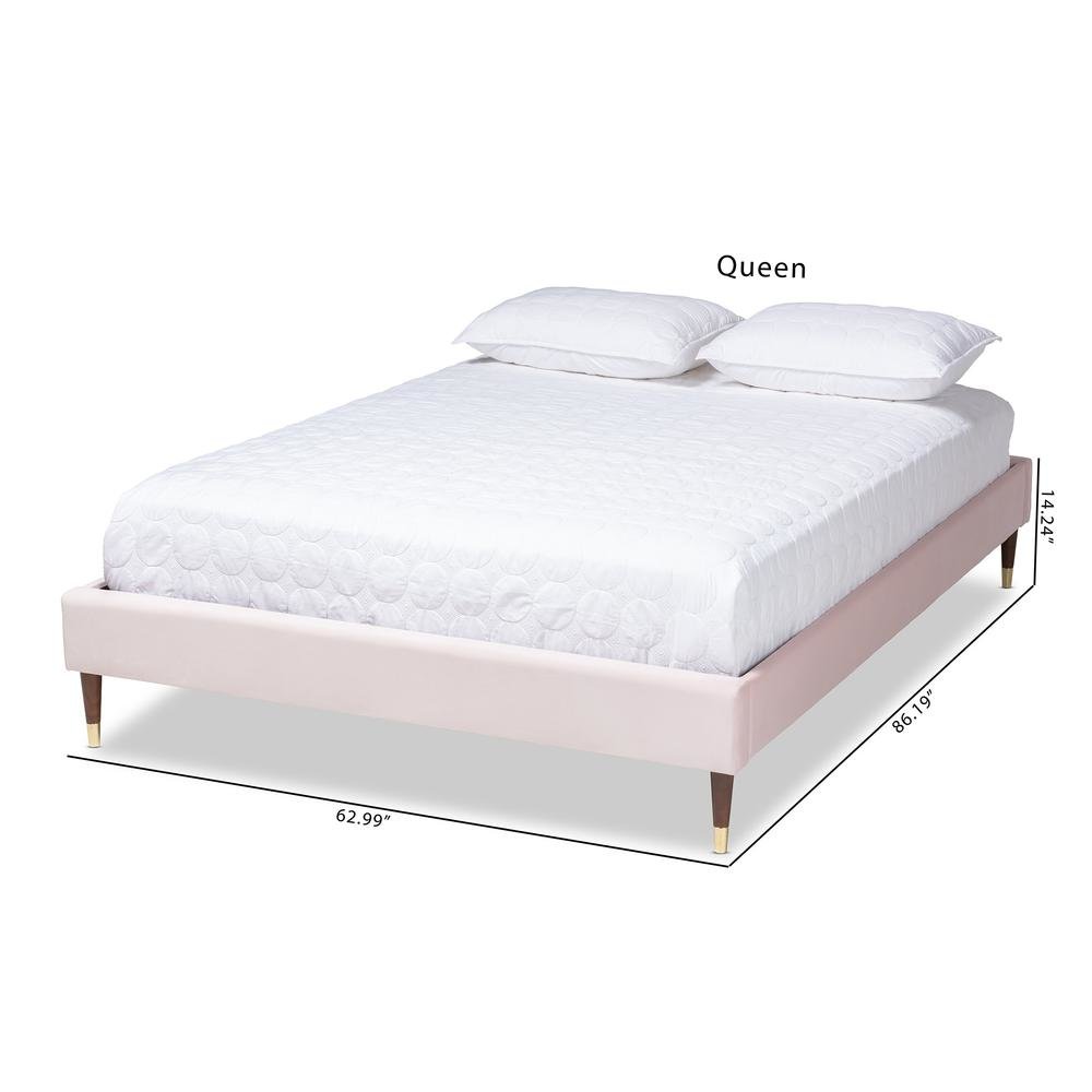 Full Size Wood Platform Bed Frame with Gold-Tone Leg Tips. Picture 17