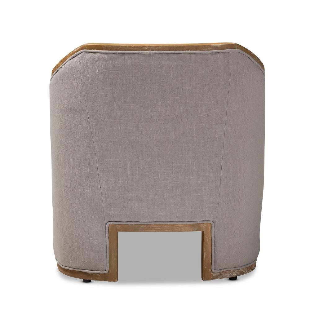 Whitewashed Oak Wood Armchair with Metal Accents. Picture 13