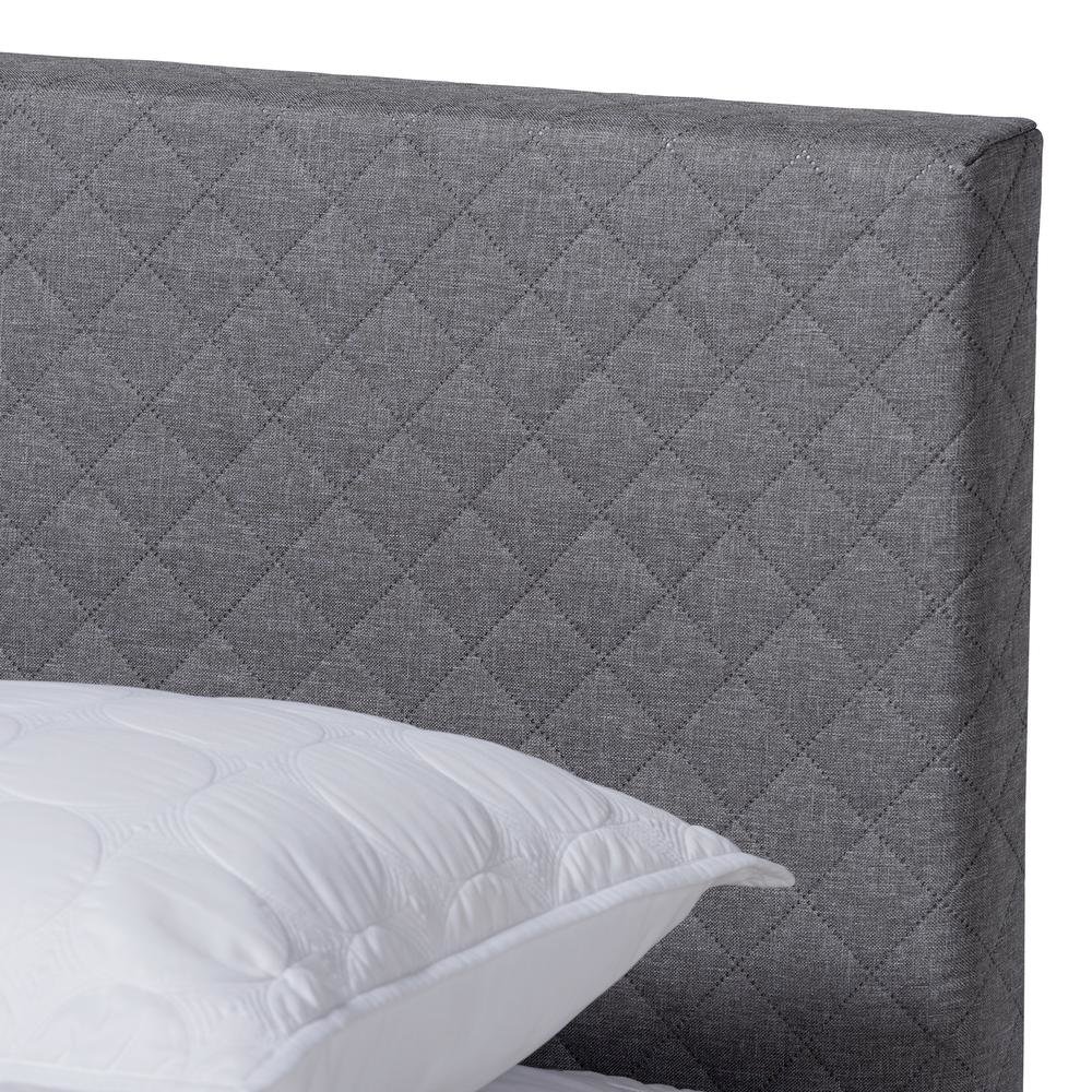 Aneta Modern and Contemporary Grey Fabric Upholstered King Size Platform Bed. Picture 13