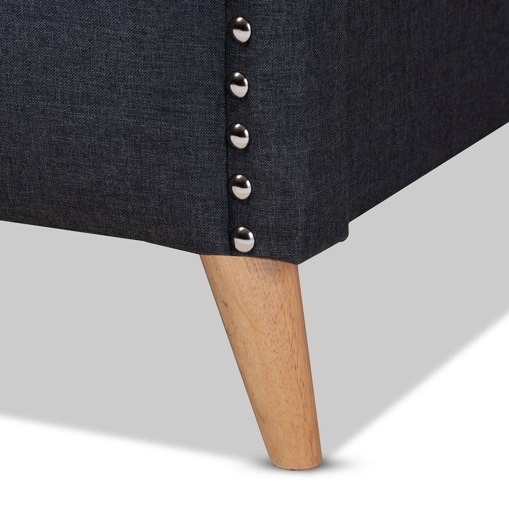 Charcoal Grey Fabric Upholstered and Button Tufted King Size Platform Bed. Picture 14
