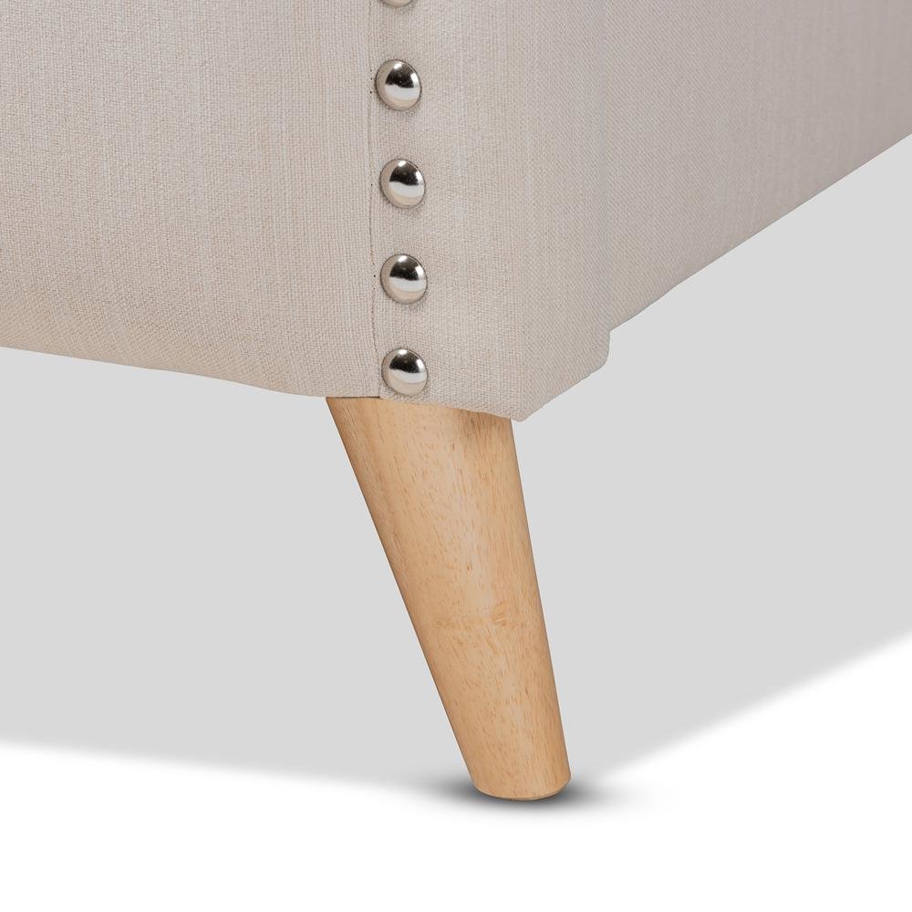 Beige Fabric Upholstered and Button Tufted King Size Platform Bed. Picture 14