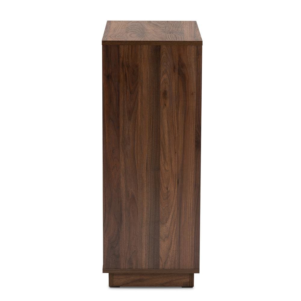 Two-Tone White and Walnut Finished 5-Shelf Wood Entryway Shoe Cabinet. Picture 13