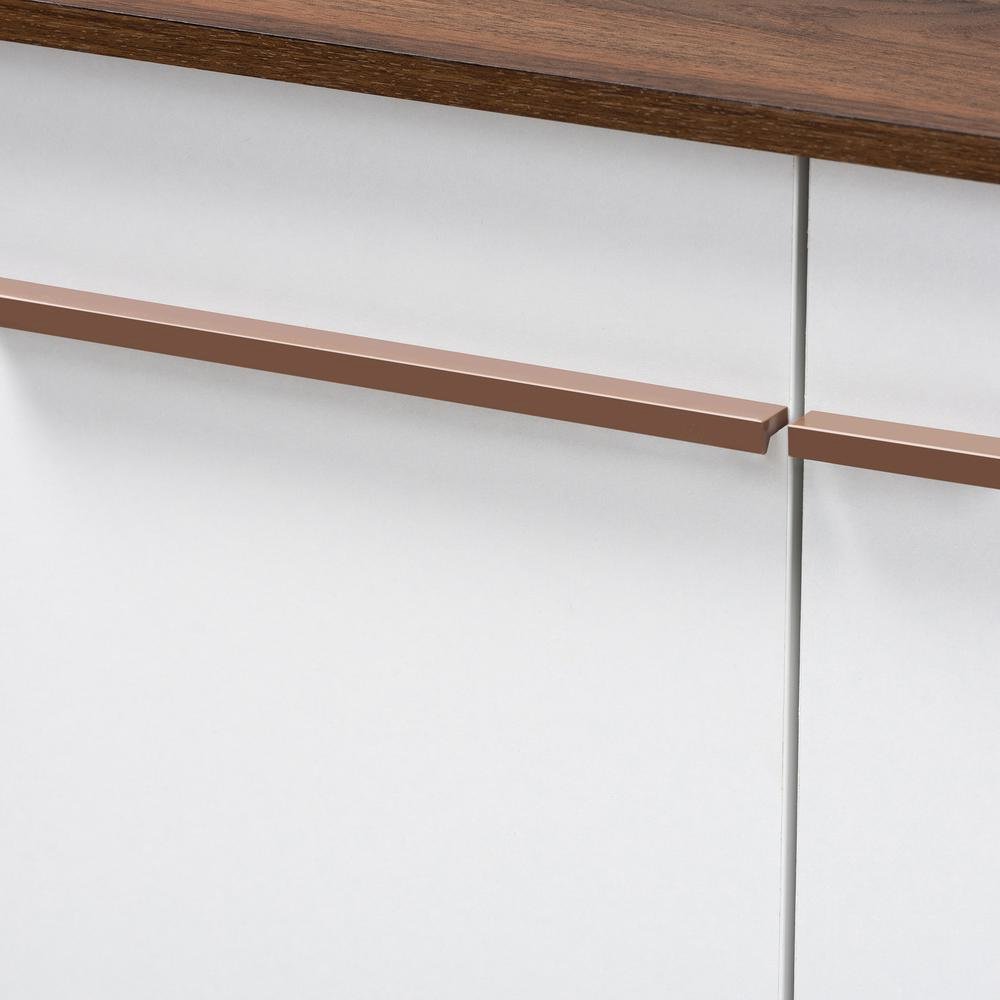 Two-Tone White and Walnut Finished 5-Shelf Wood Entryway Shoe Cabinet. Picture 14