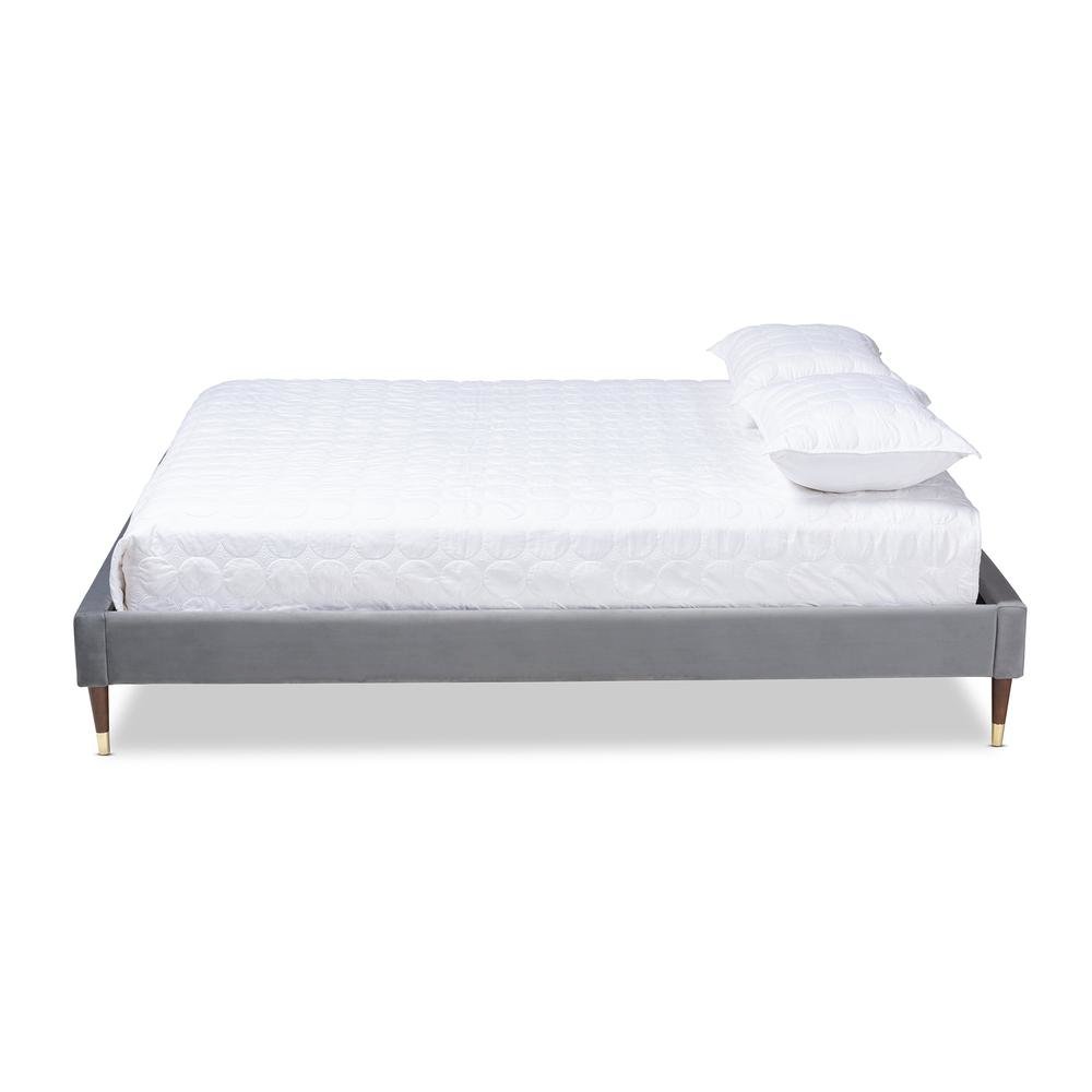Full Size Wood Platform Bed Frame with Gold-Tone Leg Tips. Picture 11