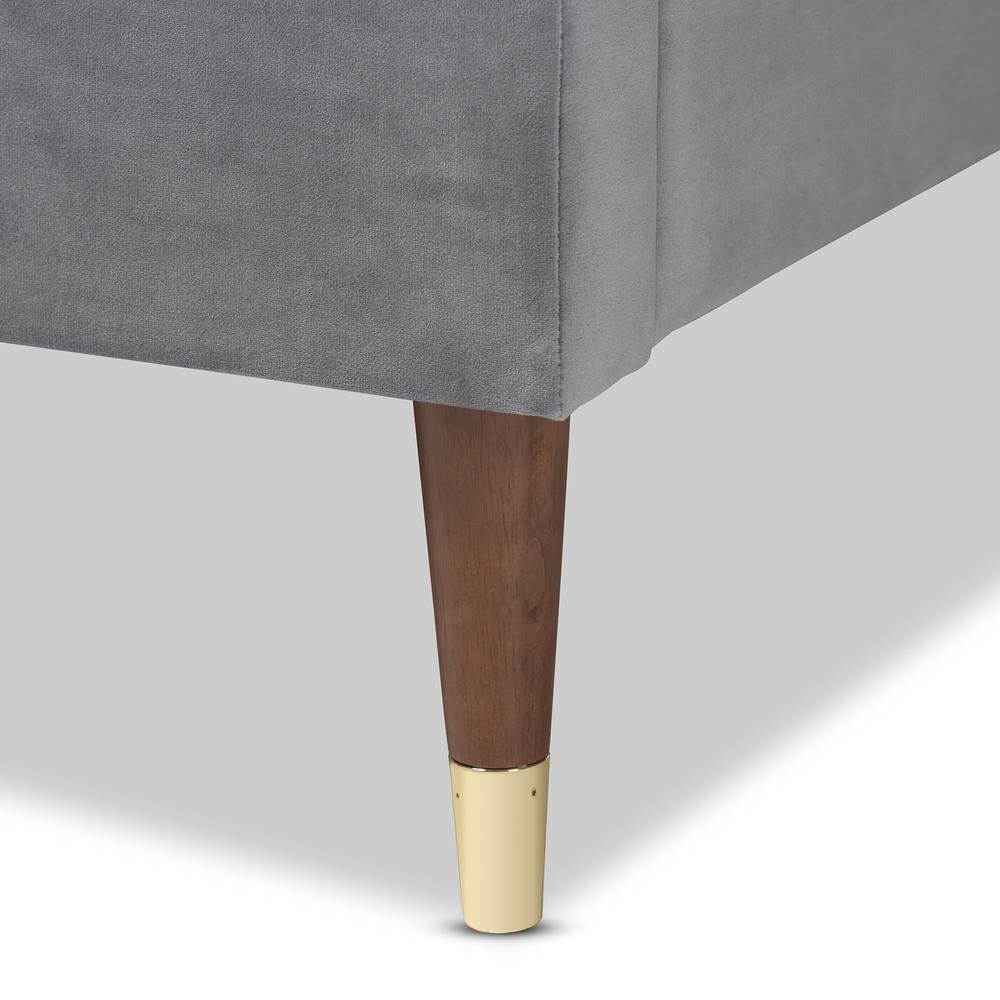 Full Size Wood Platform Bed Frame with Gold-Tone Leg Tips. Picture 13